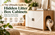 White hidden litter box cabinet front view