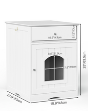 Indoor Wooden Cat Litter Box Enclosure with Drawer, Hidden Cat House & Side Table