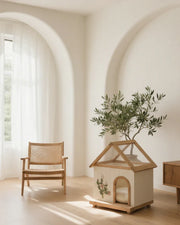 DAISY Cedar Indoor Dog House – A Warm, Cottage-Style Wooden Home for Small Pets
