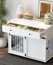 Farmhouse Dog Crate Furniture with Storage Drawers