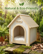 DAISY Cedar Indoor Dog House – A Warm, Cottage-Style Wooden Home for Small Pets