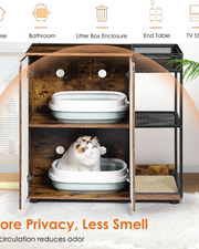 Litter Box Enclosure for 2 Cats.Cat Litter Box Furniture,Enclosed Cat Litter Boxes,Cat Furniture Cabinet,Rustic Brown