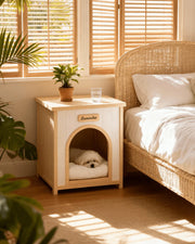 ELISE Side Table Pet House | Solid Wood Indoor Dog House Furniture for Small Pets