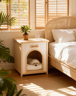 ELISE Side Table Pet House | Solid Wood Indoor Dog House Furniture for Small Pets
