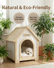 DAISY Cedar Indoor Dog House – A Warm, Cottage-Style Wooden Home for Small Pets