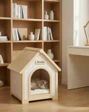DAISY Cedar Indoor Dog House – A Warm, Cottage-Style Wooden Home for Small Pets
