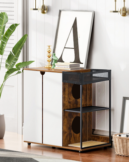 Litter Box Enclosure for 2 Cats.Cat Litter Box Furniture,Enclosed Cat Litter Boxes,Cat Furniture Cabinet,Rustic Brown