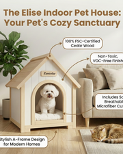 DAISY Cedar Indoor Dog House – A Warm, Cottage-Style Wooden Home for Small Pets