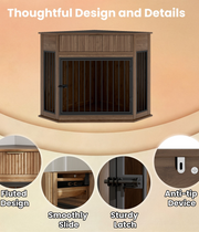 Walnut Corner Dog Crate Furniture with Storage Drawer for Small & Medium Dogs