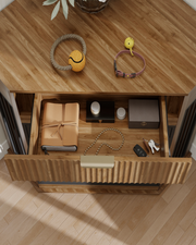 Walnut Corner Dog Crate Furniture with Storage Drawer for Small & Medium Dogs