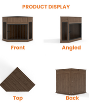Walnut Corner Dog Crate Furniture with Storage Drawer for Small & Medium Dogs